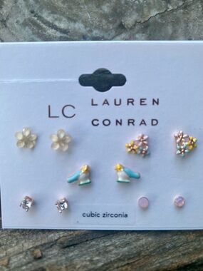 Kohl's Gold-Tone Stud Earring Set with Blue Centers